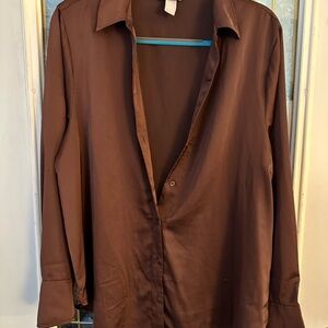 H&M Satin Oversized Button Down Shirt